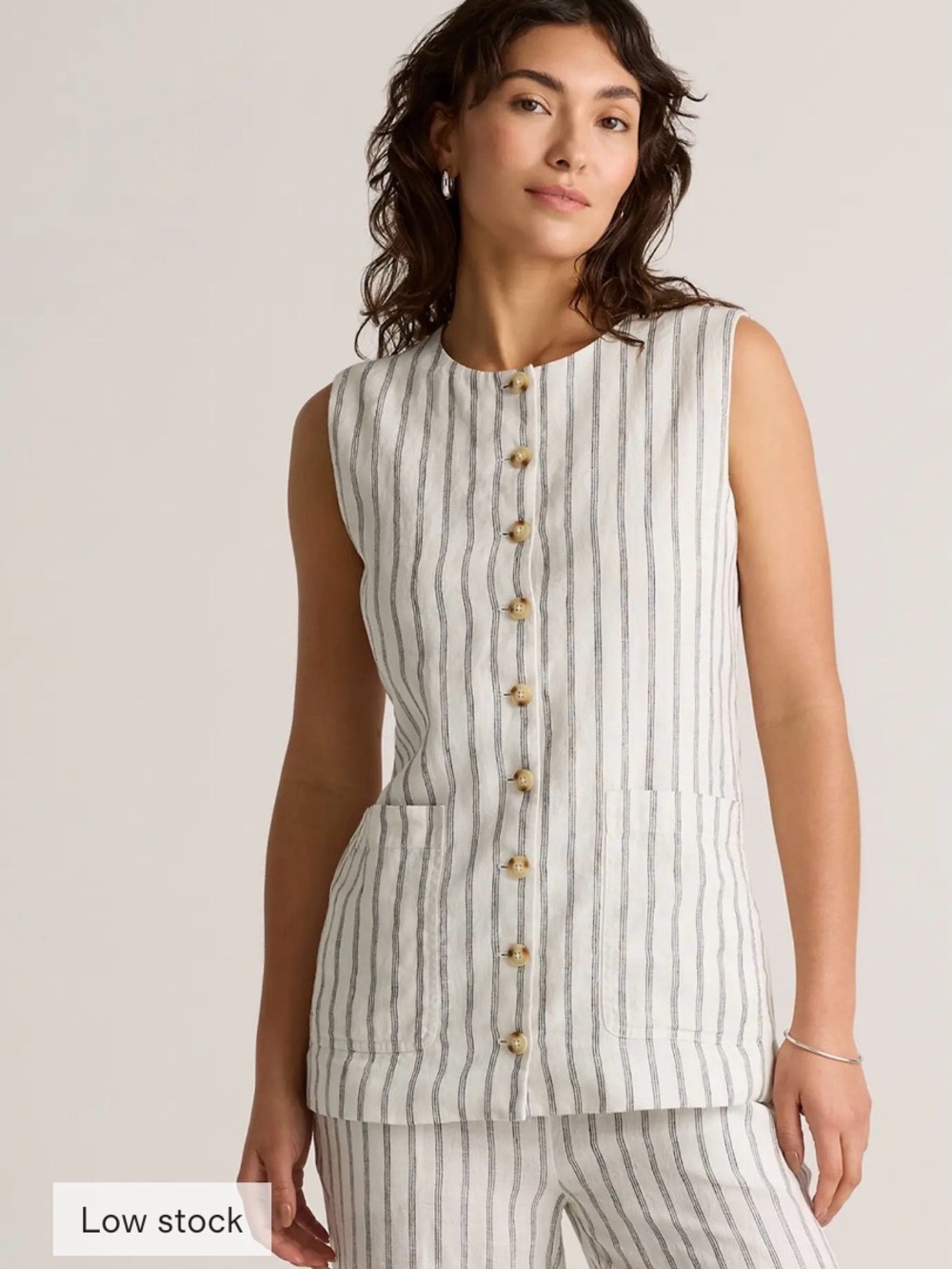 Quince 100% European Linen Longline Vest - New without Tags